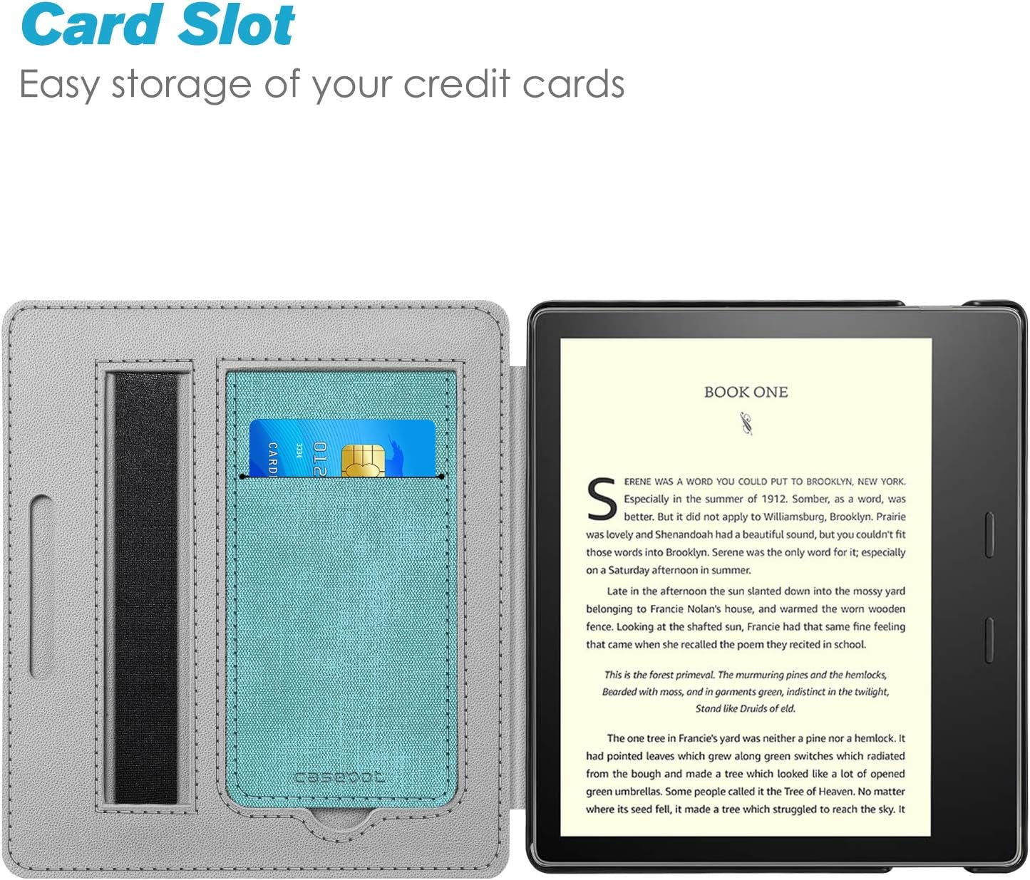 Stand Case for All-New Kindle Oasis (10Th Generation, 2019 Release and 9Th Generation, 2017 Release) - Premium PU Leather Sleeve Cover with Card Slot and Hand Strap, Turquoise/Brown