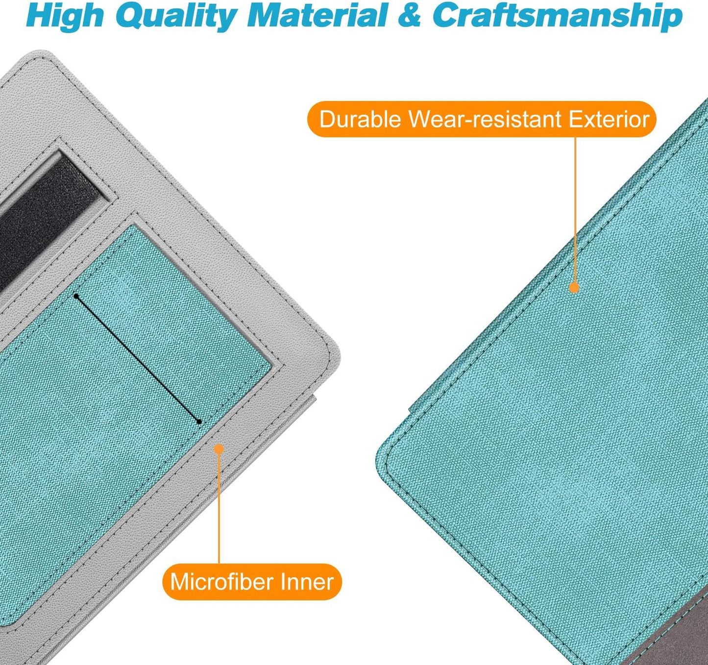 Stand Case for All-New Kindle Oasis (10Th Generation, 2019 Release and 9Th Generation, 2017 Release) - Premium PU Leather Sleeve Cover with Card Slot and Hand Strap, Turquoise/Brown