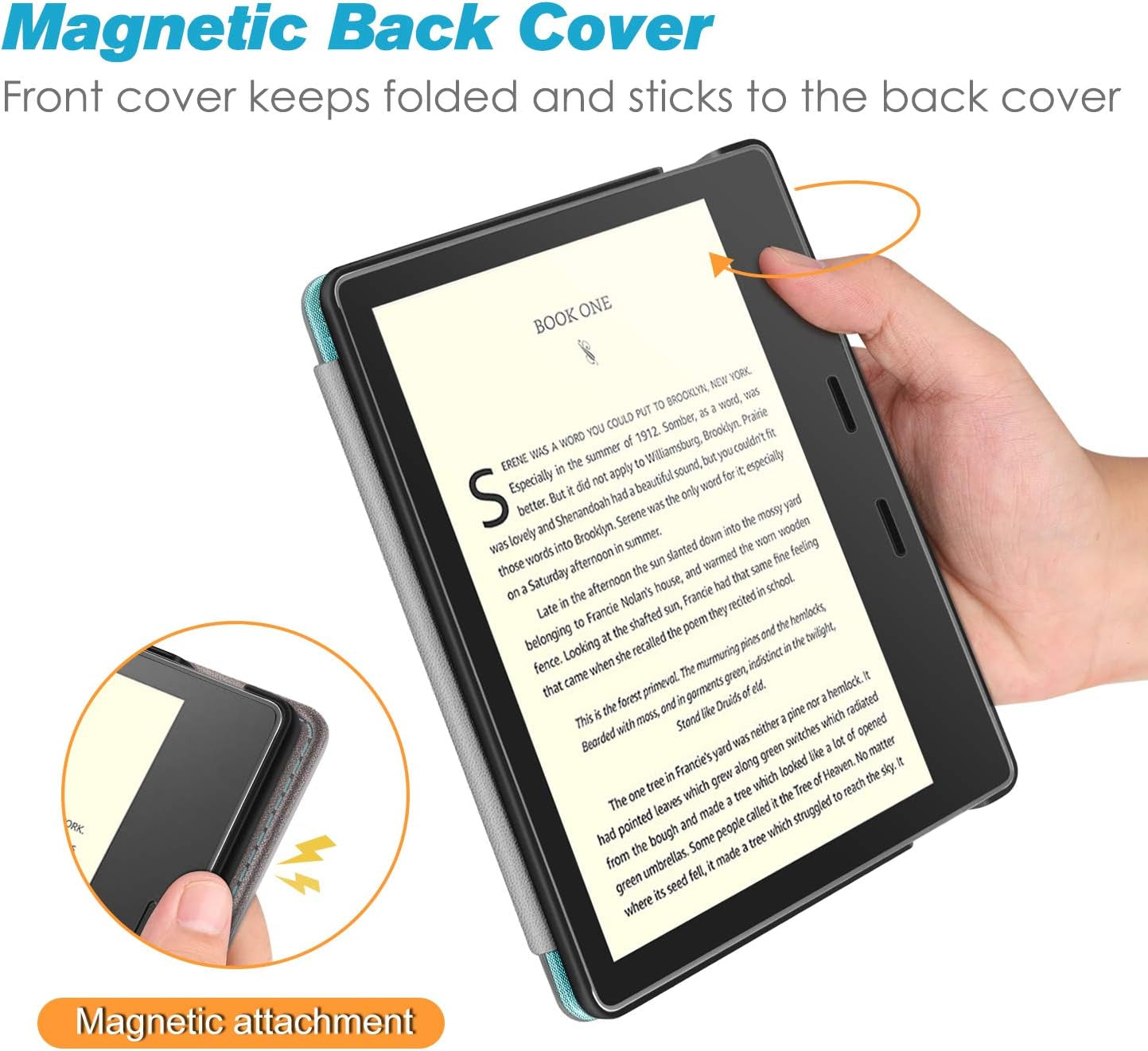 Stand Case for All-New Kindle Oasis (10Th Generation, 2019 Release and 9Th Generation, 2017 Release) - Premium PU Leather Sleeve Cover with Card Slot and Hand Strap, Turquoise/Brown